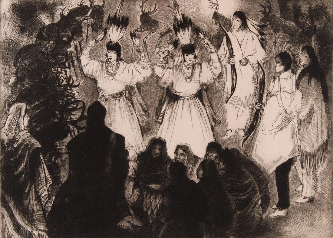 Print, Gene Kloss, Deer Dance (1 of 2)