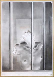 Work on paper, Stephen Namara: Stephen Namara (American, b. 1953), Nude, 1994, dry pigment on paper, signed lower left, overall (with frame): 68"h x 47.5"w