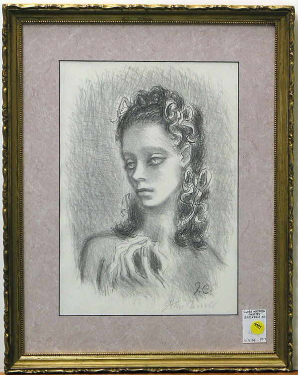 Lithograph John Wesley Carroll AAA: Framed lithograph, ''Ribbons,'' by John Wesley Carroll (Californian 1892-1959), pencil signed lower right, published by the Associated American Artists, image: 13 1/2''h x 9 1/2''w, overall: 19''h x 1