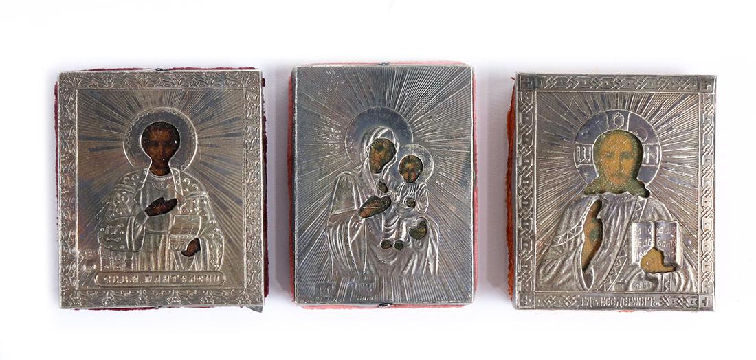 Russian .84 silver oklad traveling icon group (1 of 2)