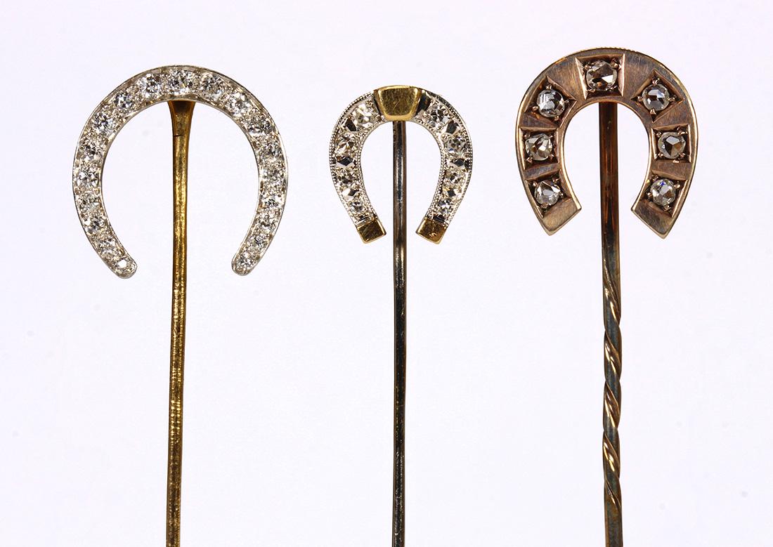 Diamond, platinum and gold horseshoe stick pins (1 of 3)