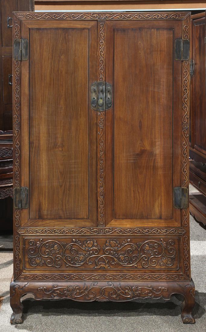 Chinese Huanghuali Hardwood Cabinet, Peonies (1 of 6)