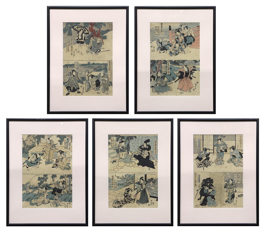 Japanese Woodblock Prints, Kuniyasu, 19c (1 of 6)