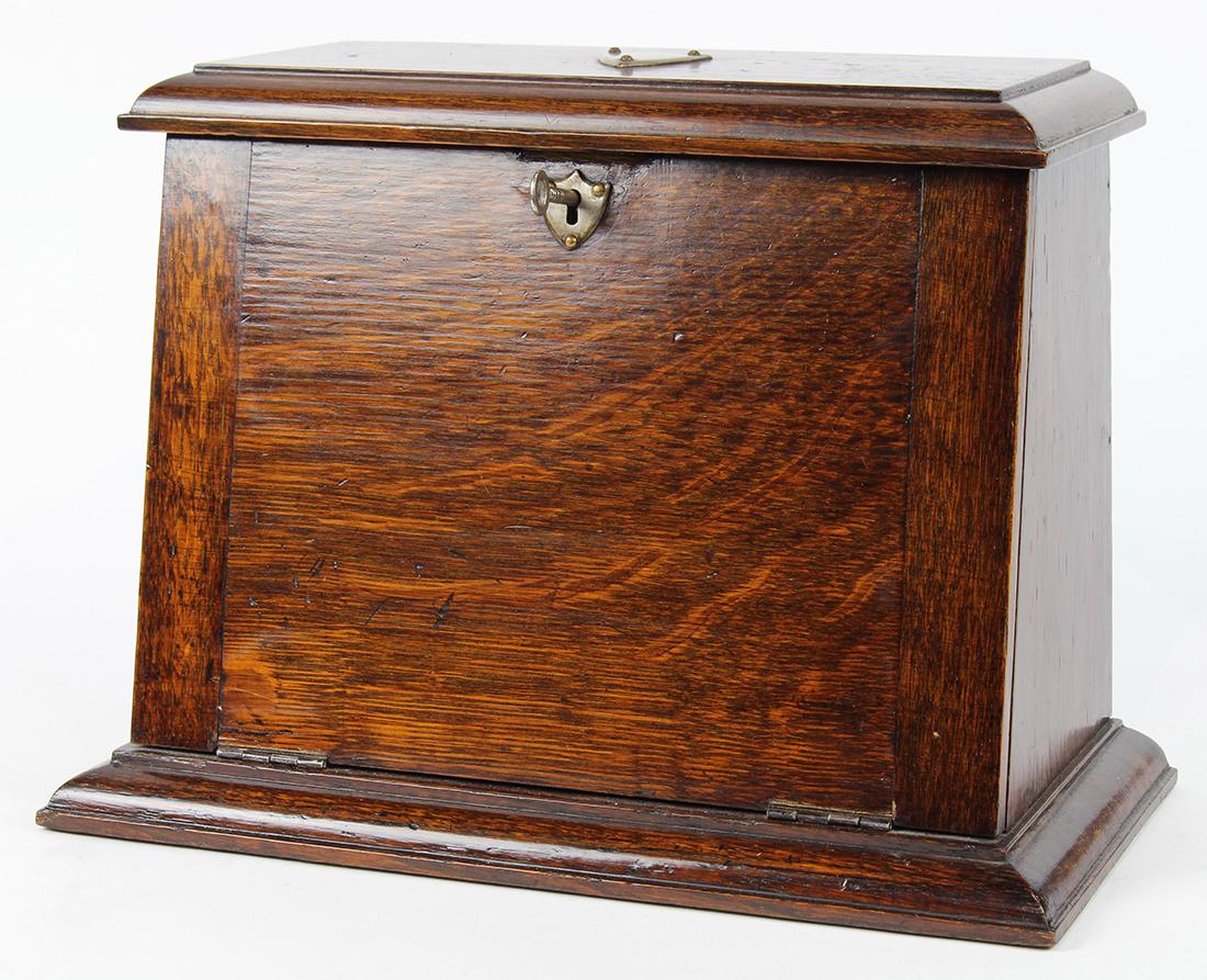 Edwardian quartersawn oak traveling document box, (1 of 4)