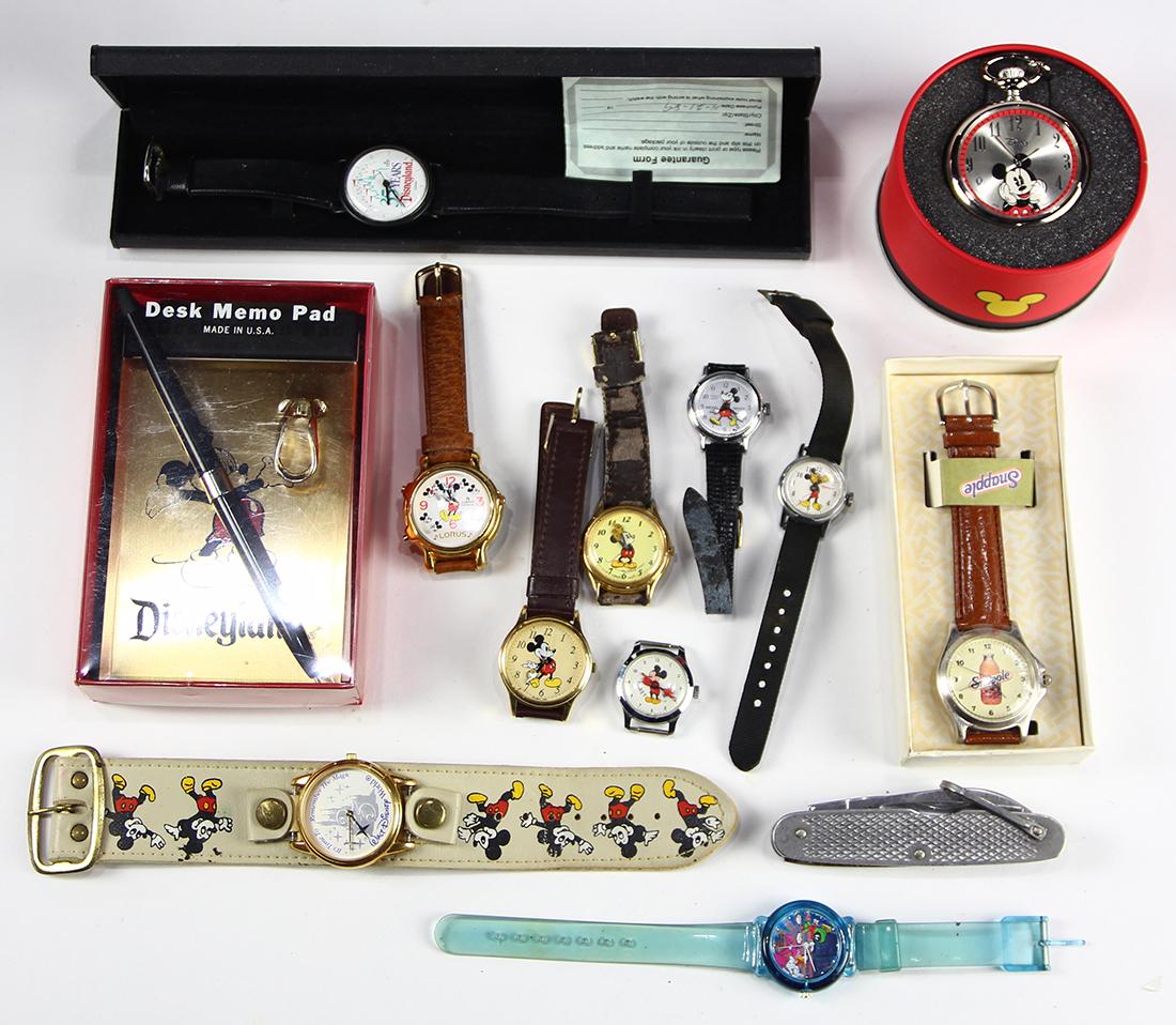 (Lot of 13) Metal, plastic Mickey Mouse watches and (1 of 1)