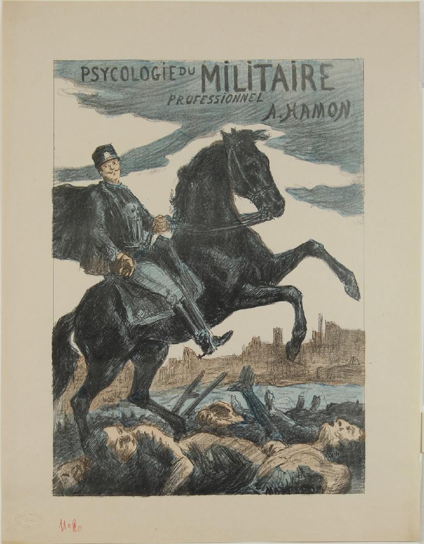 Print, Maximilien Luce: Maximilien Luce (French, 1858-1941), Psycologie du Militaire Professionel, lithograph in colors, unsigned, overall (with mat): 28"h x 22"w
