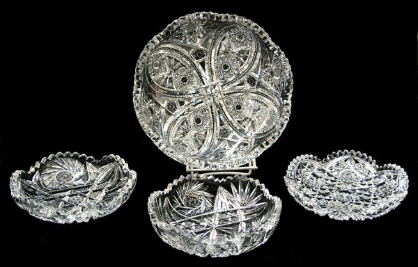 Cut glass dishes hobstars sawtooth
