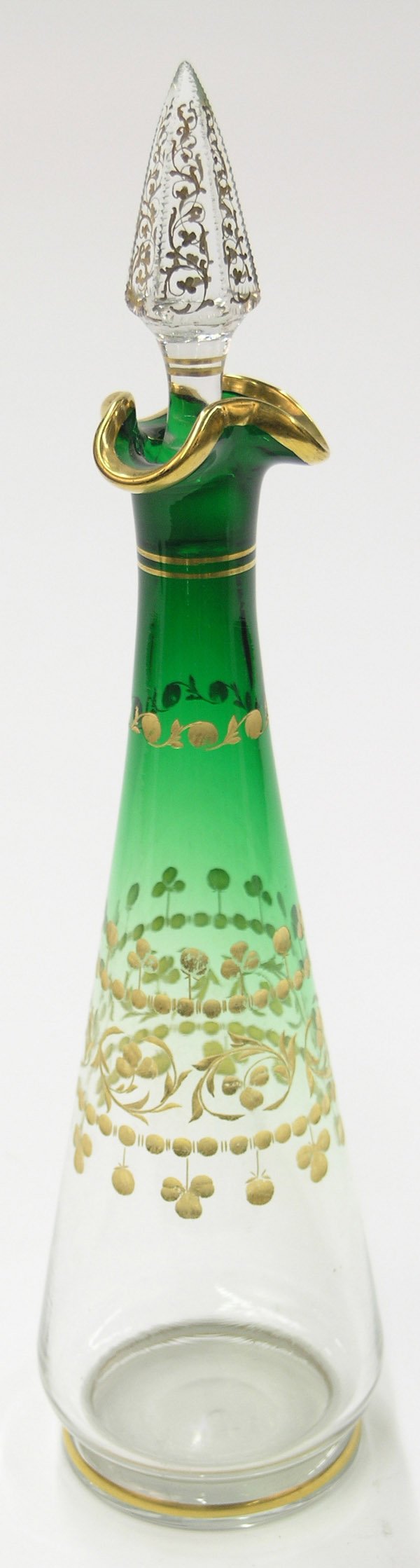 Green to clear glass decanter