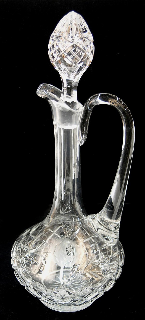 Etched molded glass claret pitchers - 2