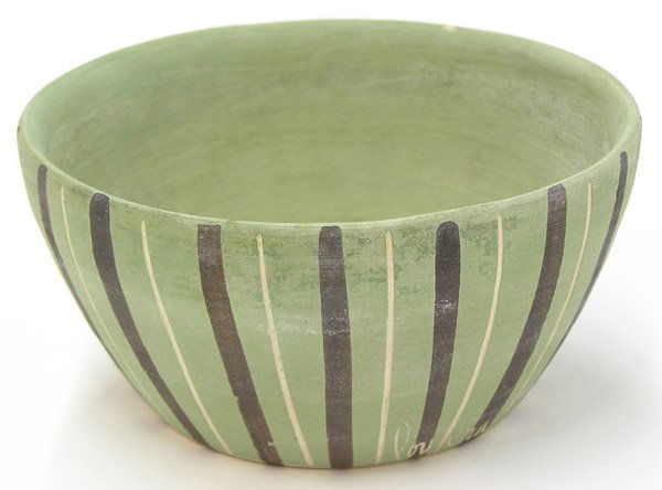 James Lovera painted ceramic bowl: Painted ceramic bowl, by James Lovera, signed, 5.5''d