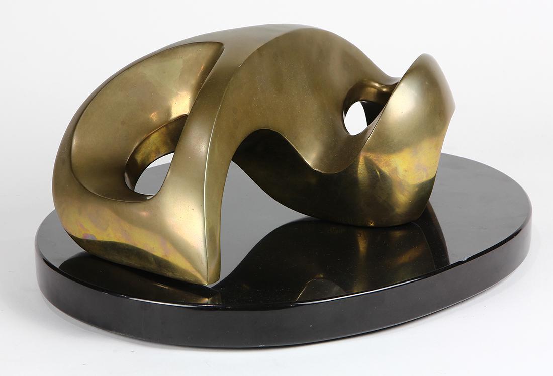 Sculpture, Gordon Newell: Gordon Newell (American, 1905-1998), Untitled (Abstract Form), bronze sculpture on swivel marble base, signed lower center, edition 2/20, overall (with base): 7"h x 16"h x 13.5"d