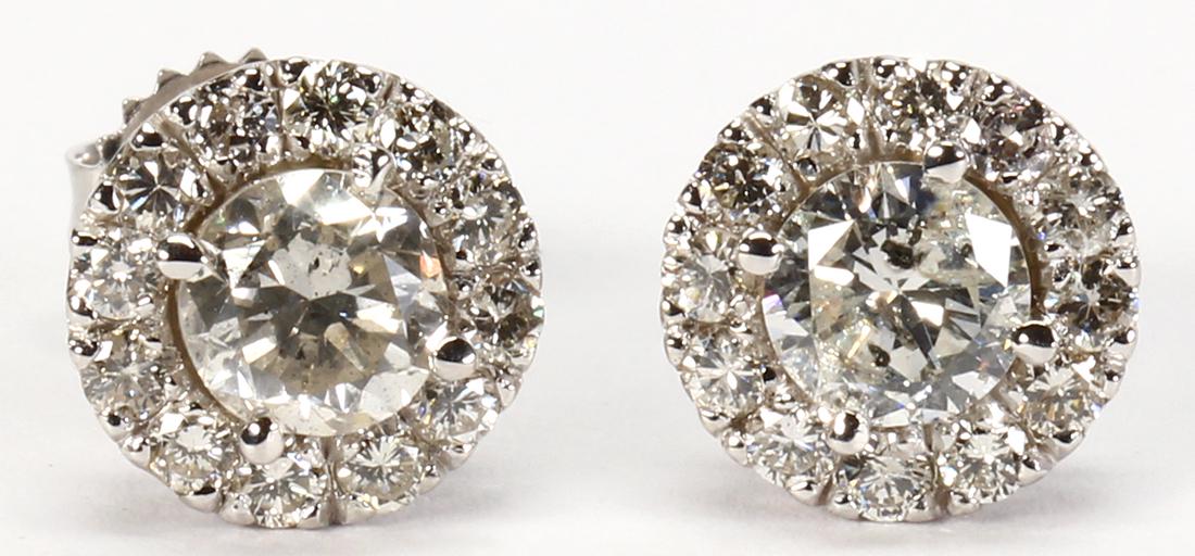 Pair of diamond and 18k white gold stud earrings (1 of 2)