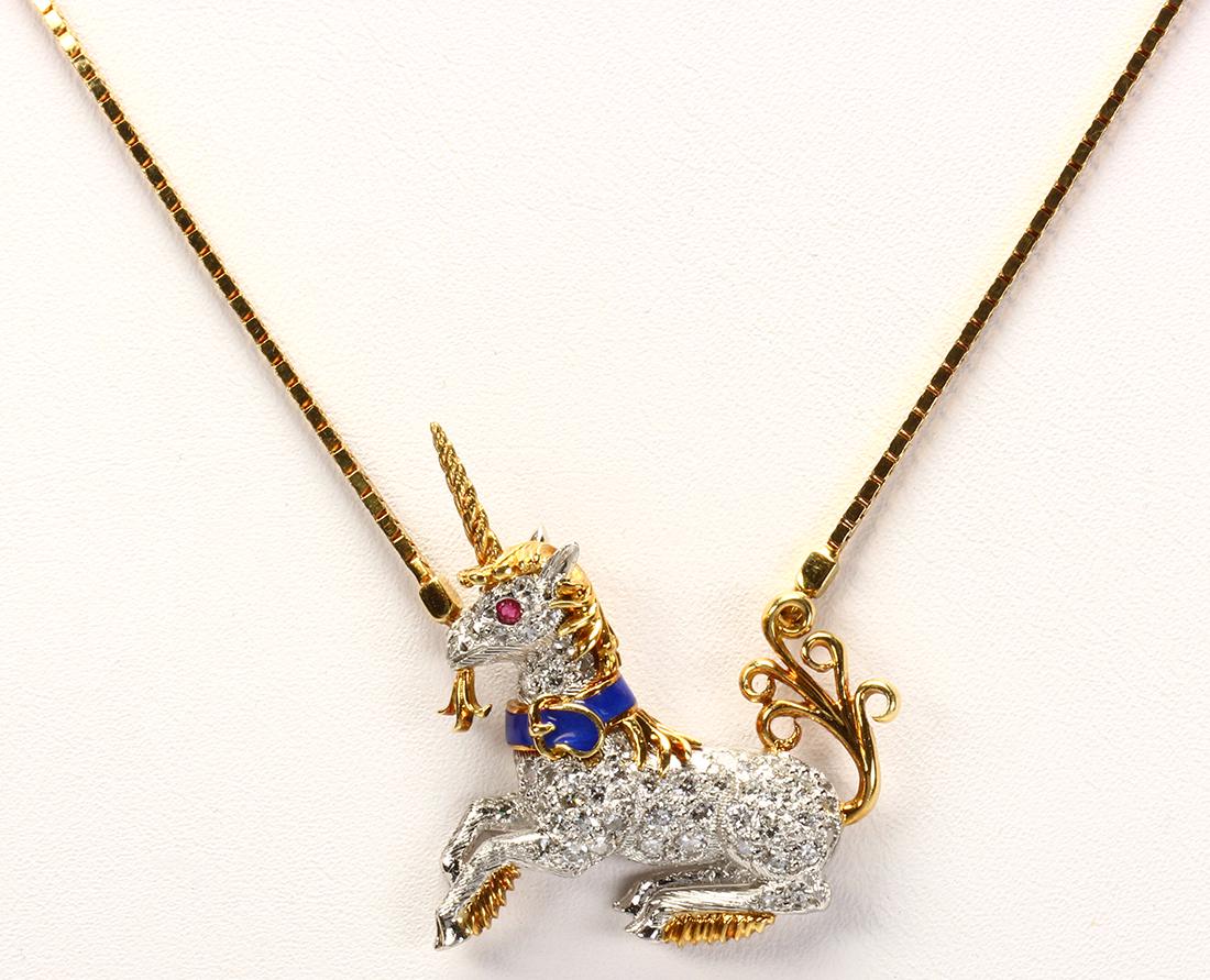 Diamond, ruby, enamel, platinum and 18k yellow gold (1 of 2)