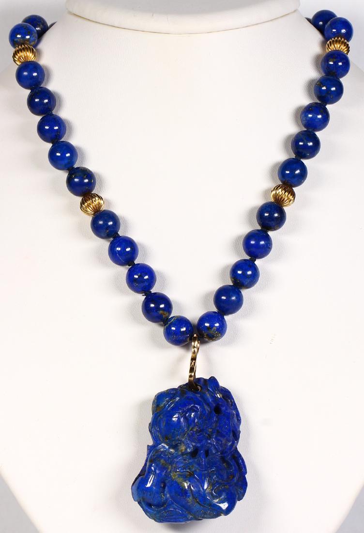 Lapis lazuli and 14k yellow gold pendant-necklace (1 of 3)