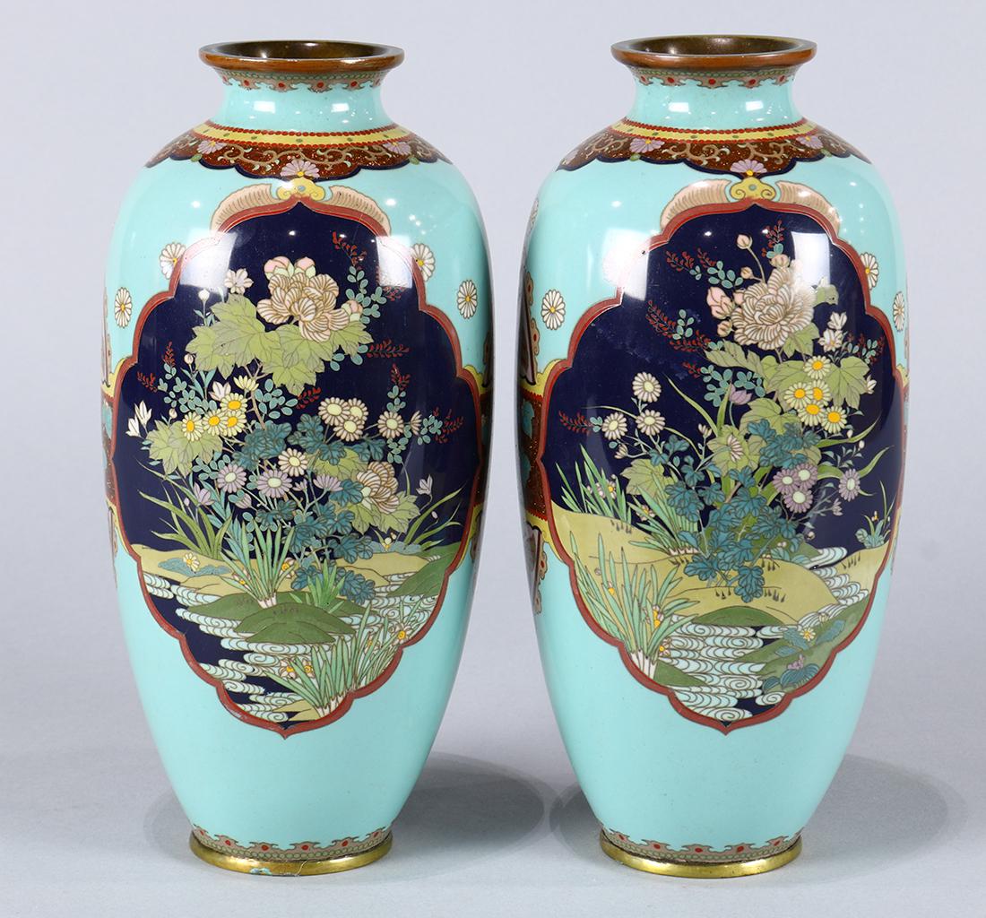 Japanese Pair of Cloisonne Vases, Meiji (1 of 6)