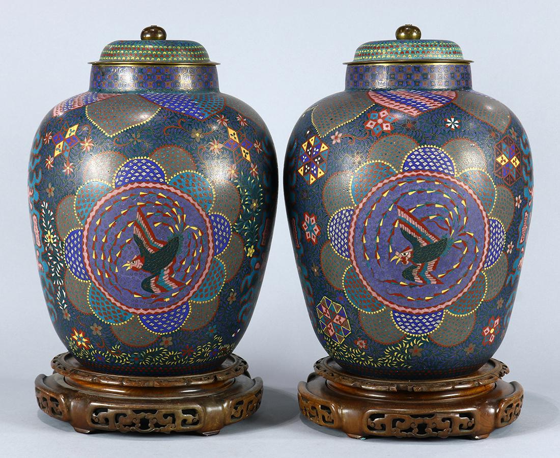 Japanese Pair of Cloisonne Jars (1 of 8)