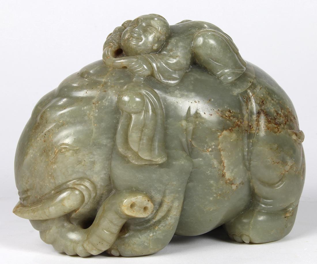 Chinese Jade Sculpture, Elephant and Child (1 of 4)