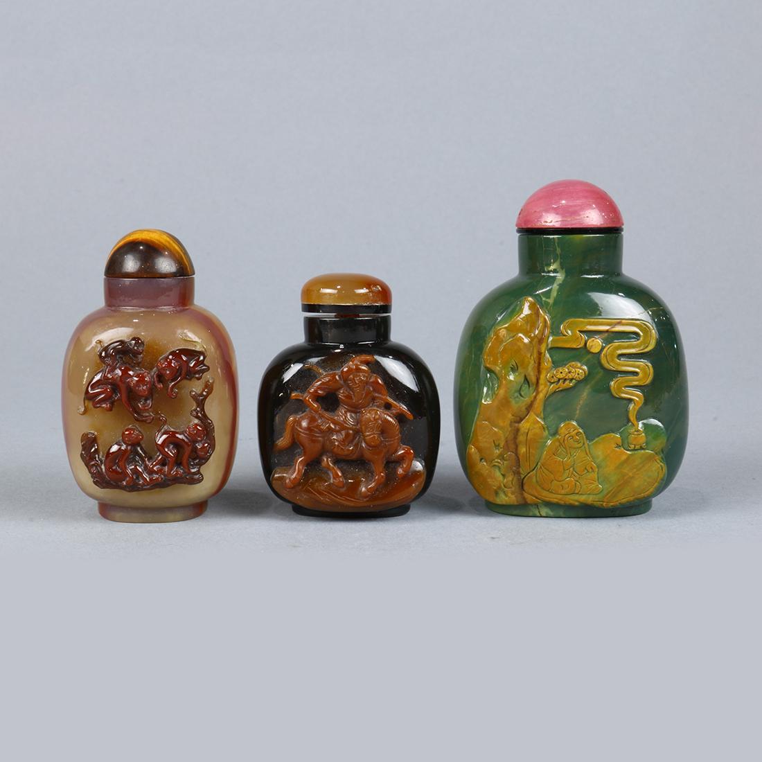 Chinese Carnelian Snuff Bottles: Monkeys/Figures (1 of 6)