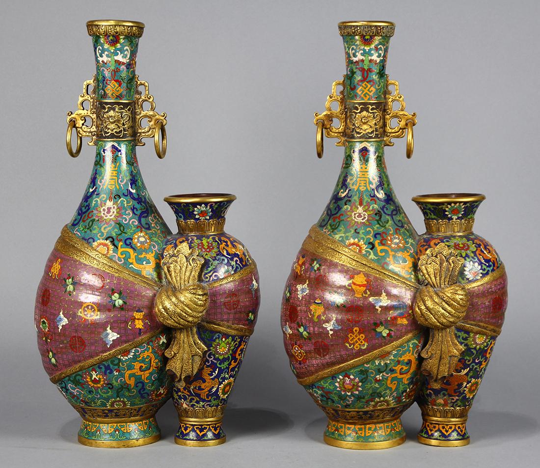 Pair of Chinese Cloisonne Double Vases (1 of 5)
