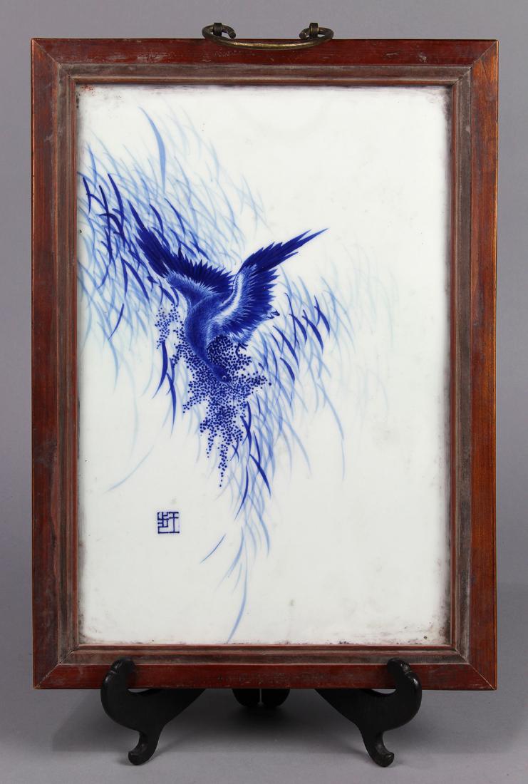 Chinese Blue-and-White Porcelain Plaque, Goose (1 of 3)