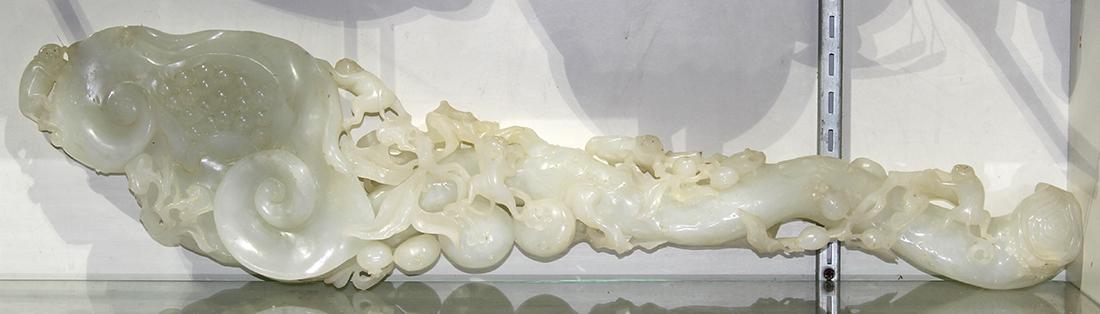 Chinese Hardstone Carved Scepter, Monkeys (1 of 2)