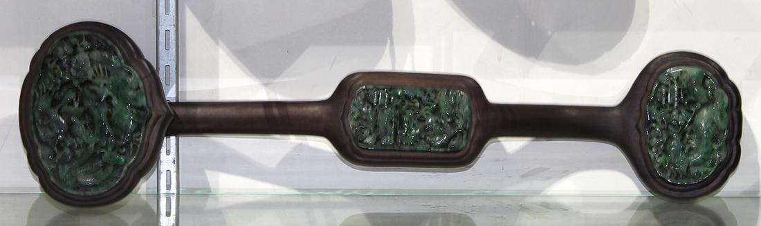 Chinese Hardstone and Wood Ruyi Scepter (1 of 3)