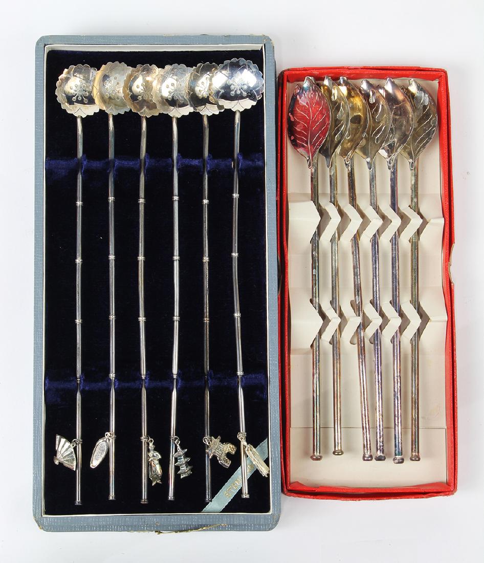 Japanese silver swizzle stick group, consisting of a (1 of 4)