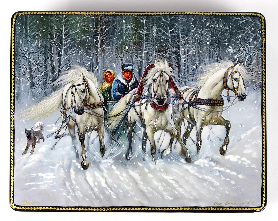 Russian Fedoskino lacquer box set (1 of 3)