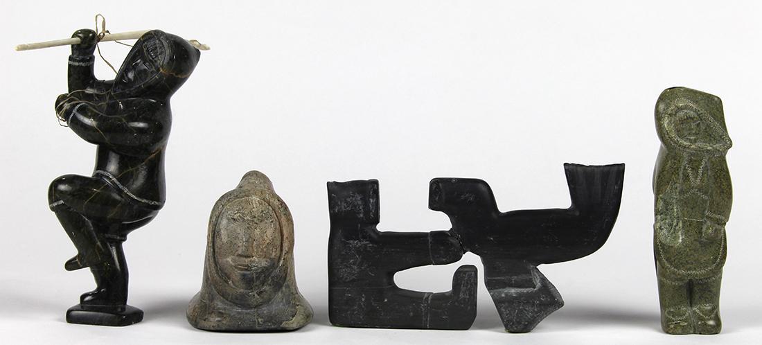 Pacific Northwest stone carved figural group, in (1 of 4)