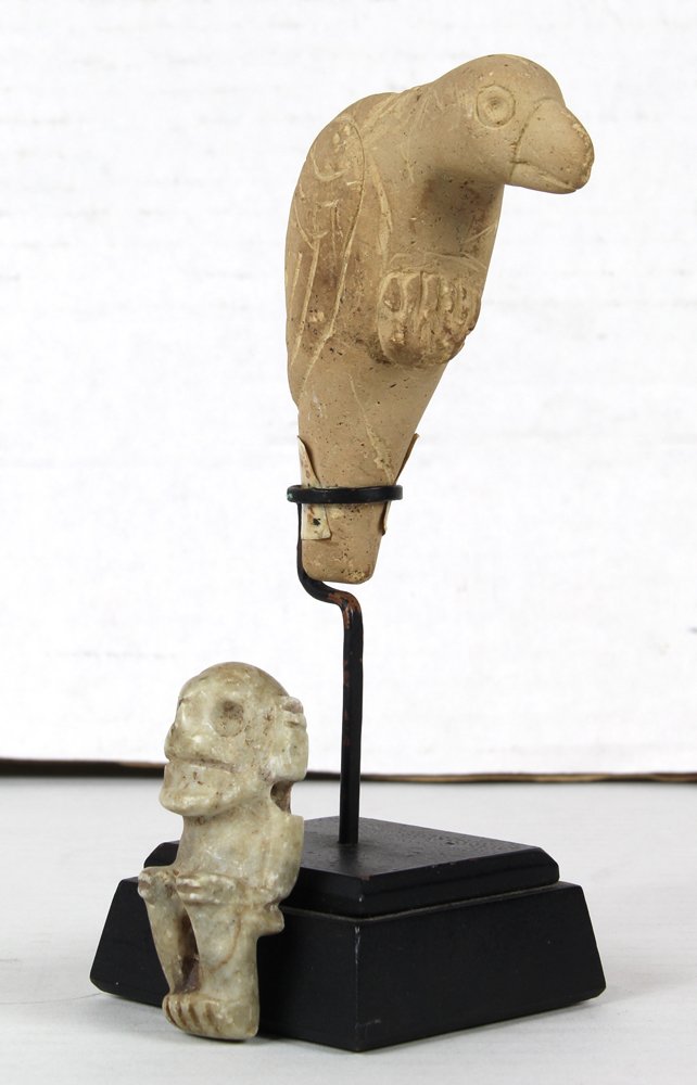 Bird-shaped pipe carved from a soft sandstone, (1 of 4)