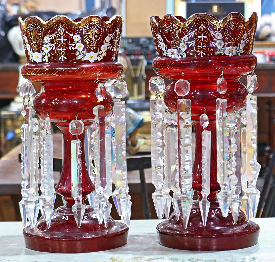 Pair of Bohemian glass style lustres (1 of 1)