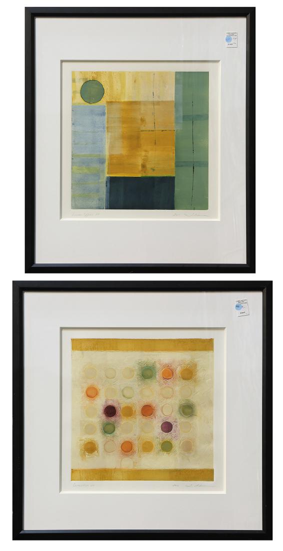 Prints,Tracey Adams: (lot of 2) Tracey Adams (American, 20th century), "Circuition 60" and "Lunar Effect 29," 2006/2004, monoprints, each pencil signed and dated lower right, titled lower lower left, overall (with frame):