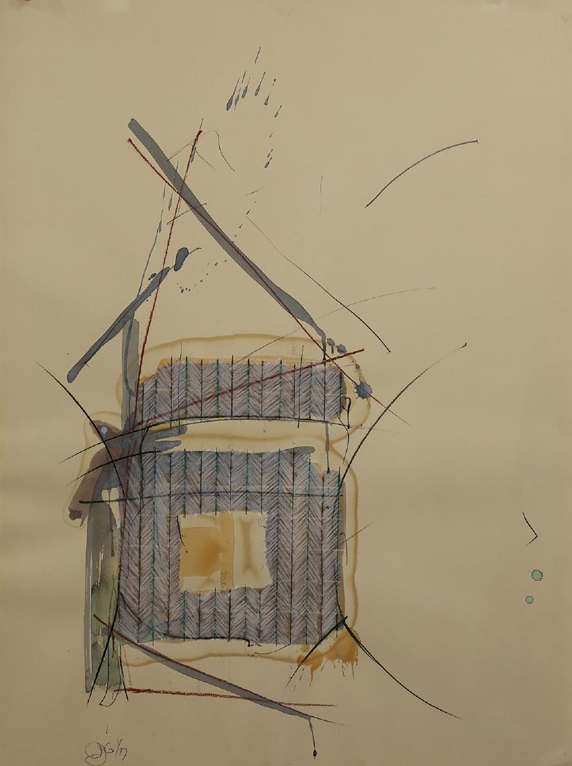 Mixed Media, Allan Graham: Allan Graham (American, b. 1943), "Untitled #51," mixed media on paper, initialed in pencil lower left, edition 1/77; Provenance: Triton Museum of Art (Santa Clara, CA)