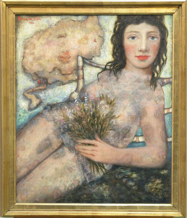 Painting, Von Boer, Swedish: Framed oil on canvas, The Offering (1960), Zoltan Von Boer (Swedish, 1924-), signed and dated upper left, overall: 32''h x 28''w