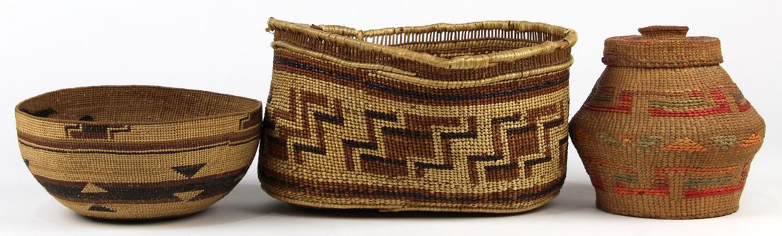 (lot of 3) Northwest Coast twined basket group, (1 of 3)