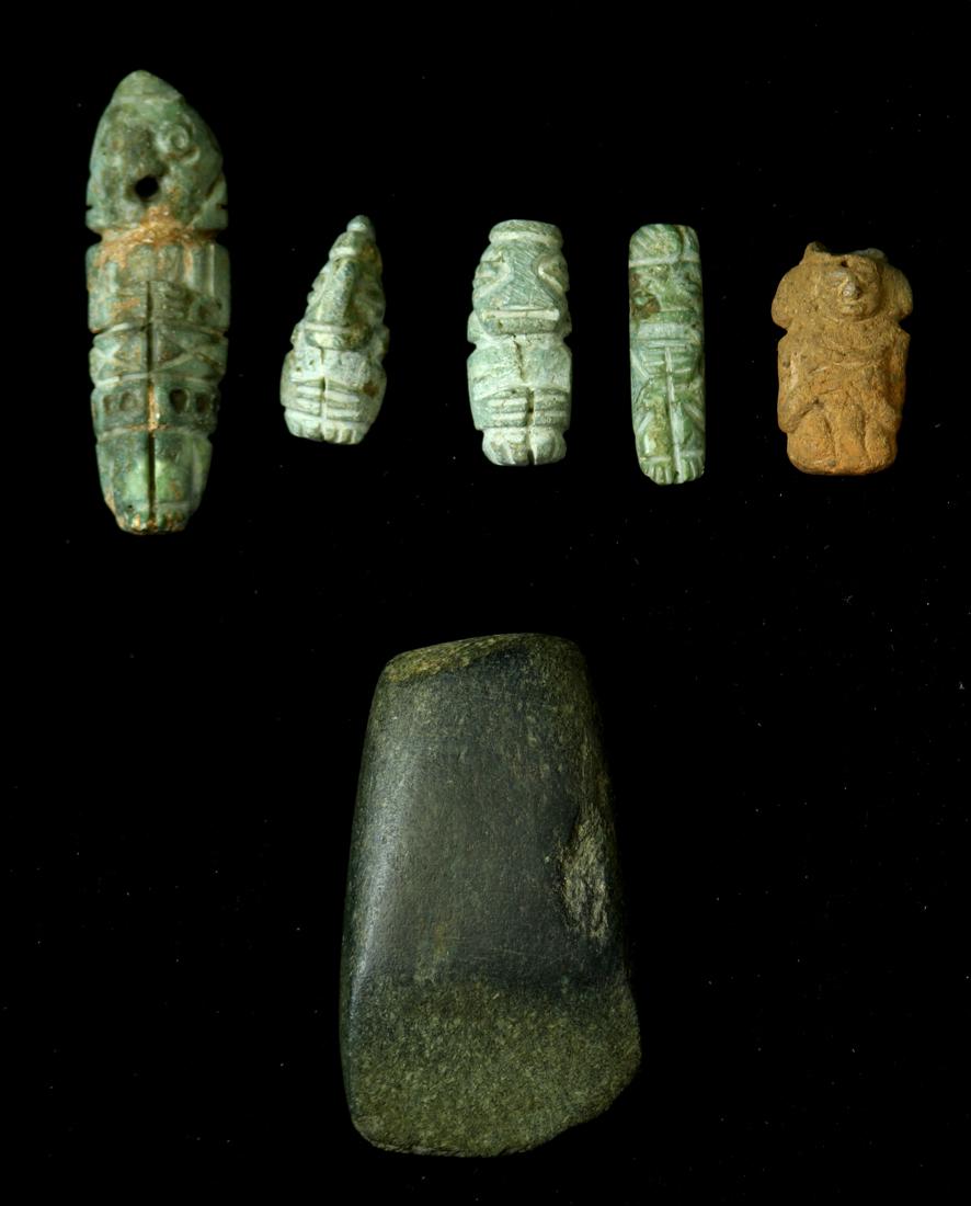 (lot of 6) Pre-Columbian artifacts, including one tiny (1 of 1)
