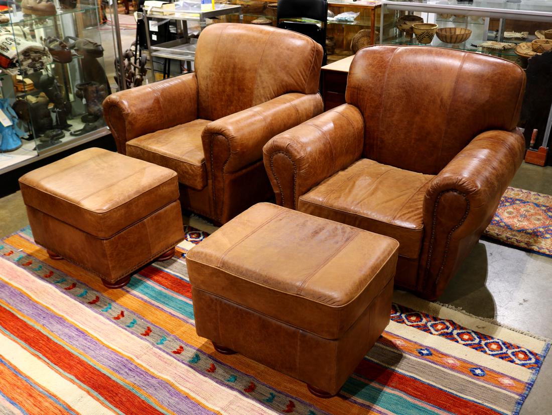 (lot of 4) Pair of leather club chairs (1 of 2)