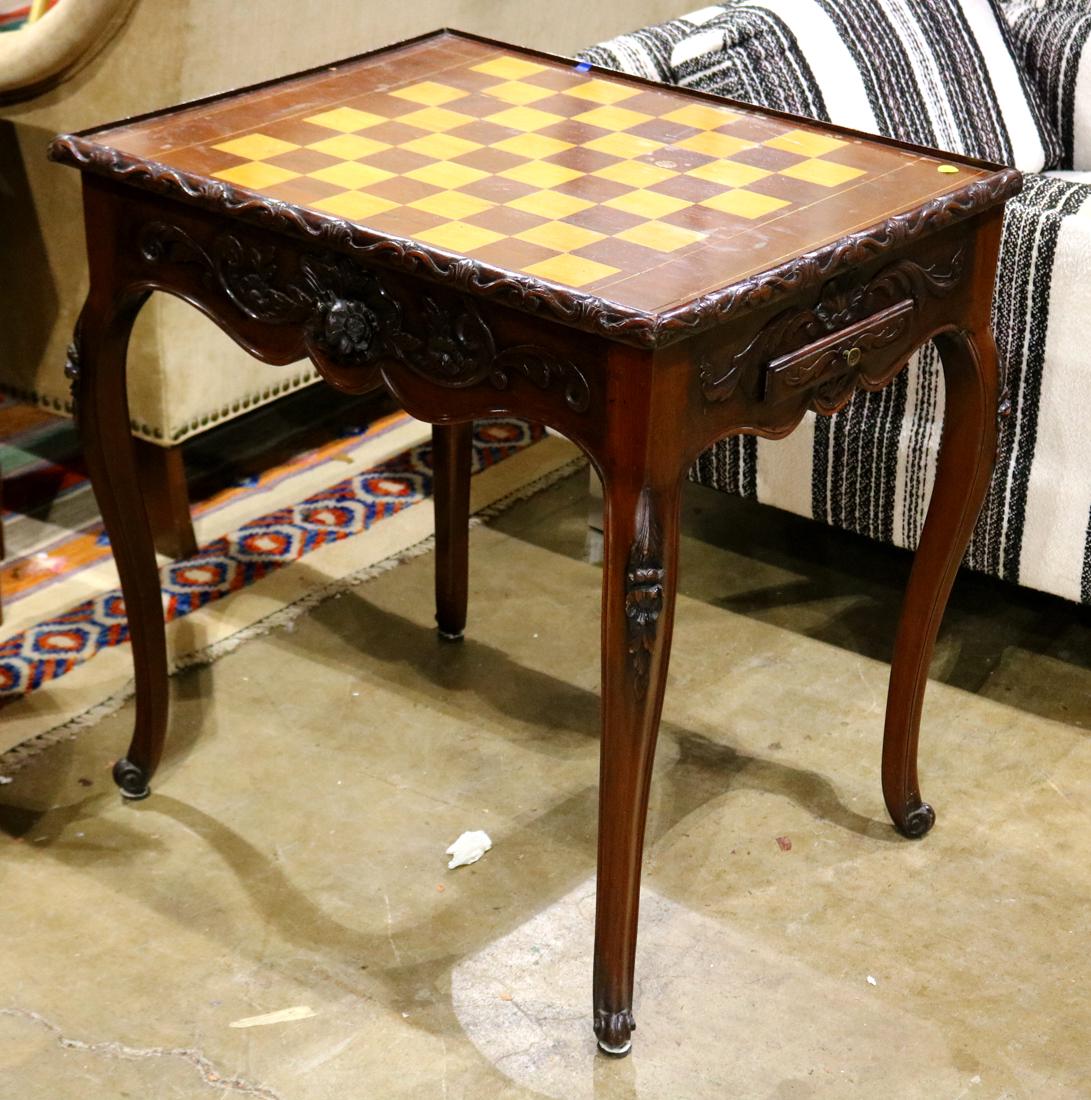 Rococo revival style games table, with an inlaid chess (1 of 4)