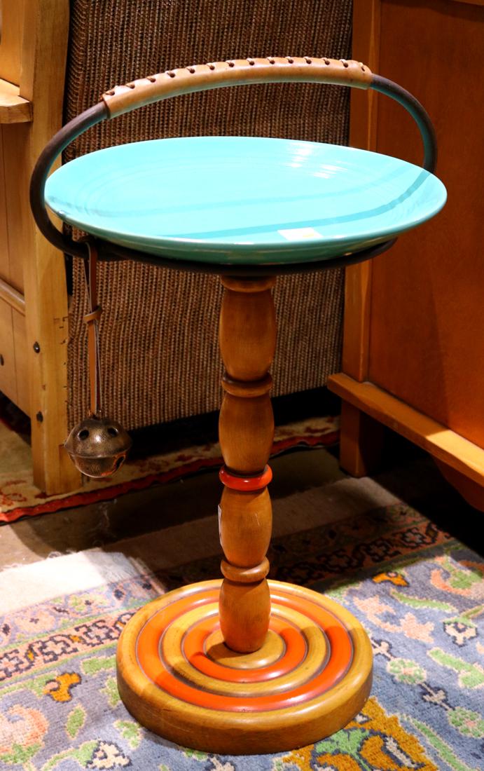 Mid century modern style stand, having a turquoise (1 of 1)
