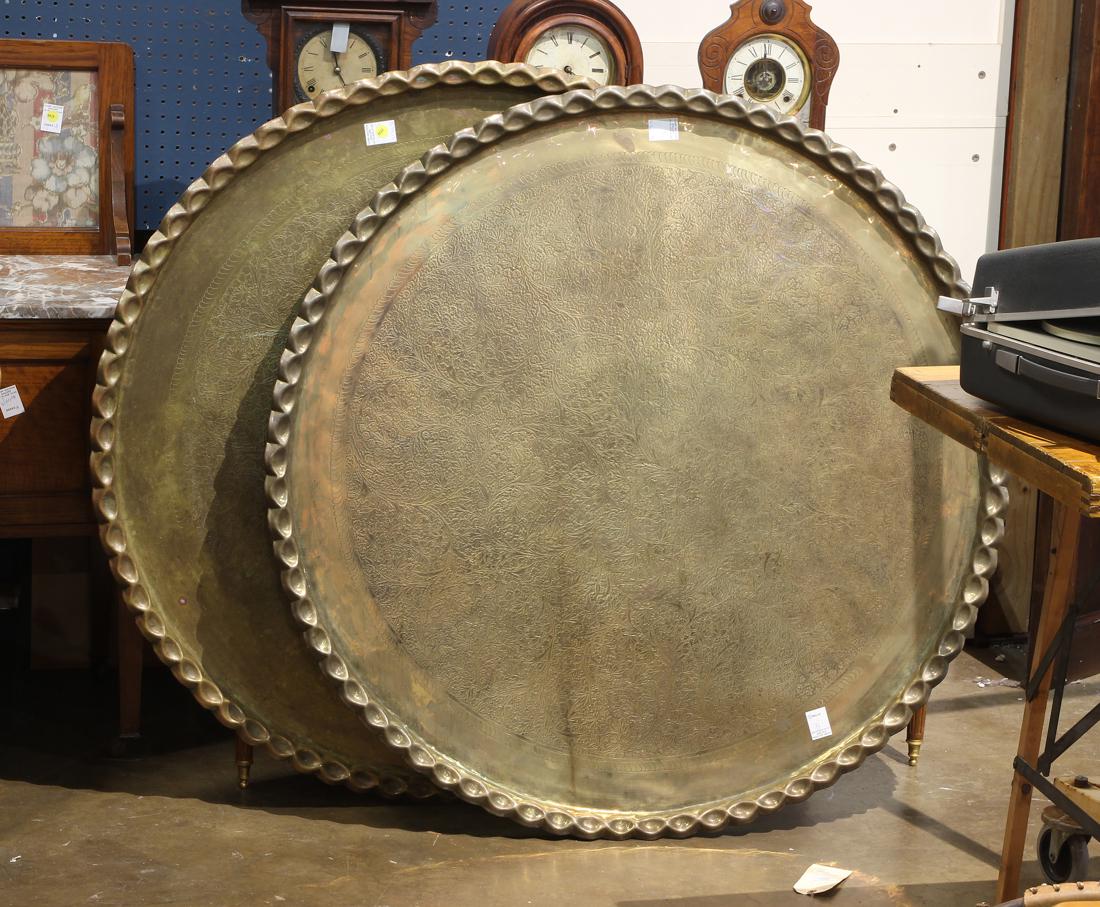 Pair of Persian style brass trays, the center decorated (1 of 1)
