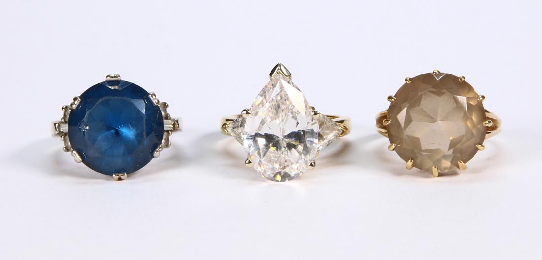 (Lot of 3) Synthetic stone, quartz, white and yellow (1 of 4)