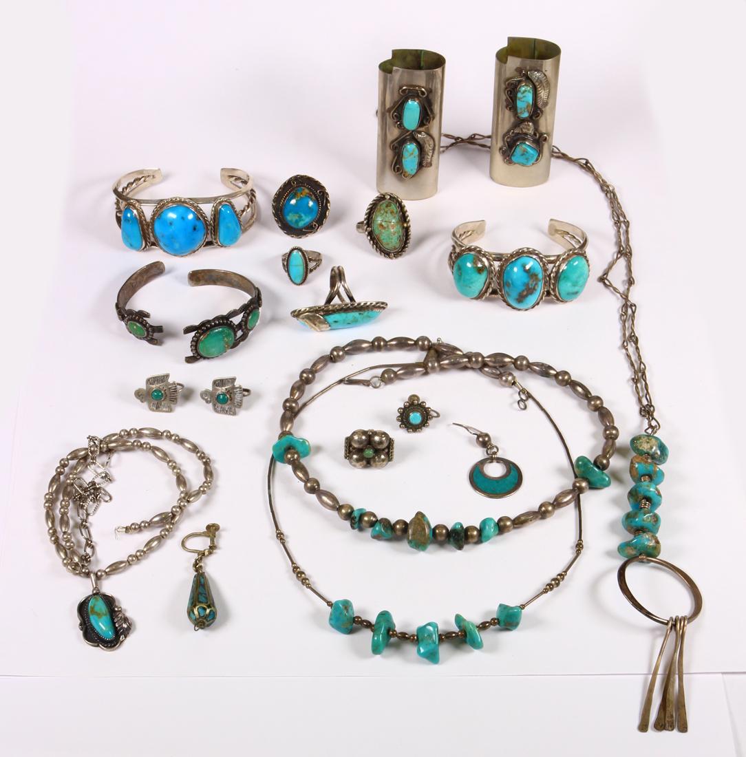 Collection of Native American turquoise, imitation (1 of 2)