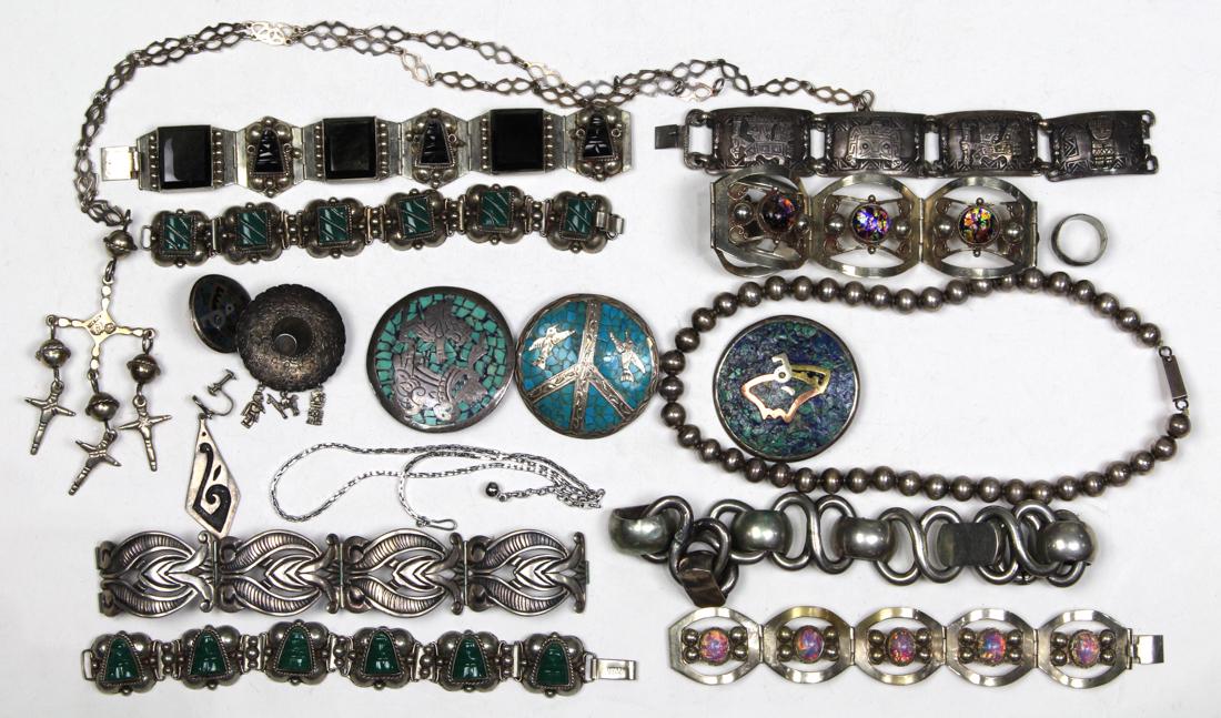 Collection of Mexican multi-stone, sterling silver, (1 of 1)