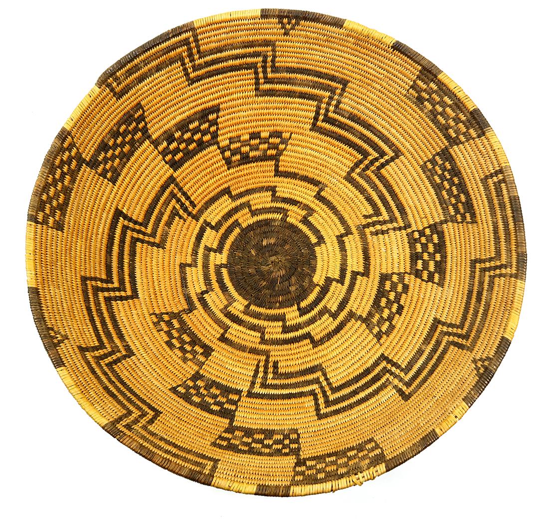 Southwest Native American Apache coiled basket, having (1 of 4)