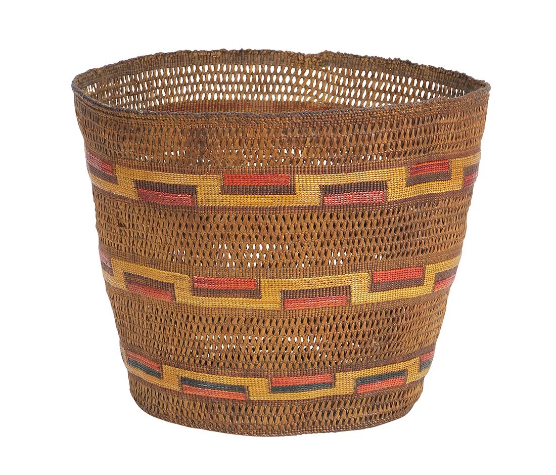 Native American Tlingit spruce root twined basket