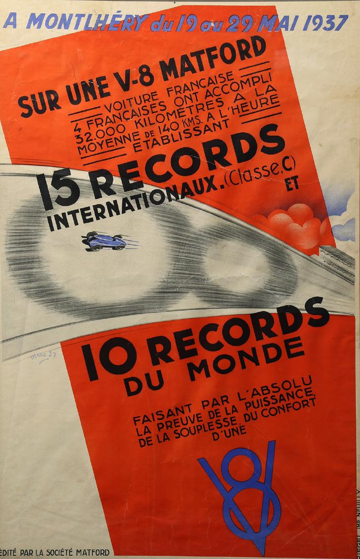 Vintage Lithograph, Sur Une V8 Matford, 15 Records (1 of 4)