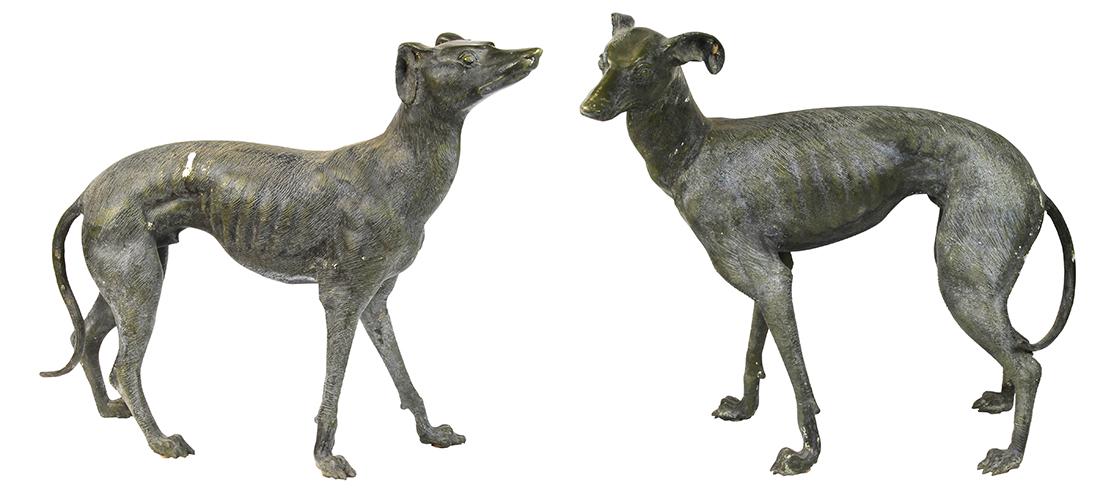 Pair of patinated bronze whippets (1 of 7)