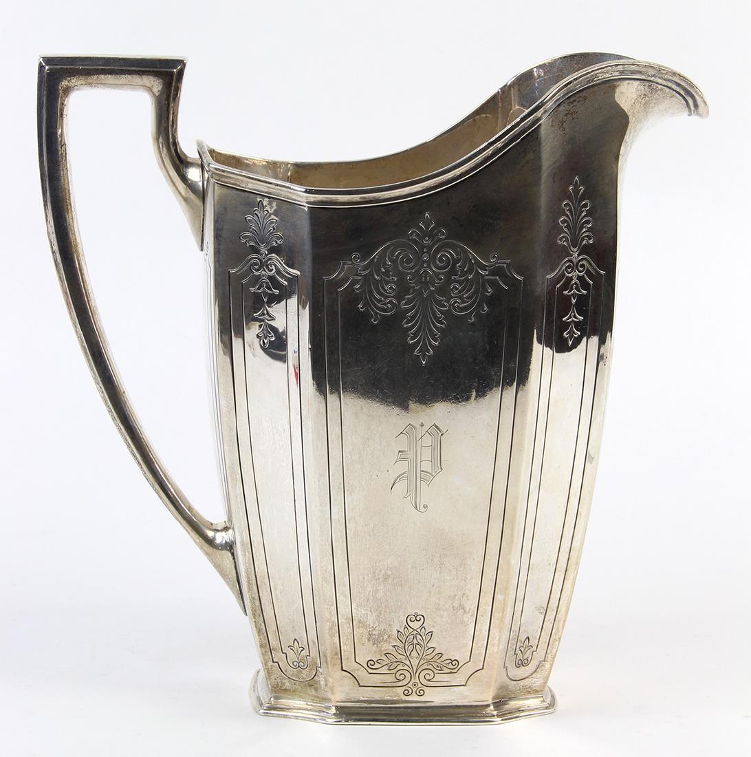 Reed & Barton sterling silver water pitcher, decorated