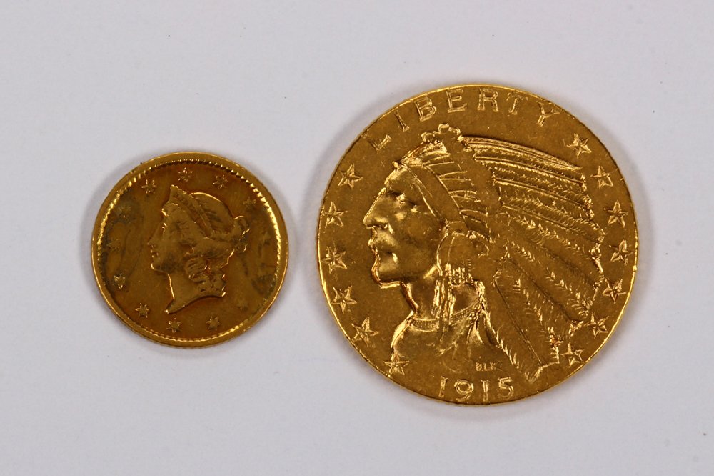 (lot of 2) 1915 $5 dollar gold Indian Head half eagle, (1 of 2)