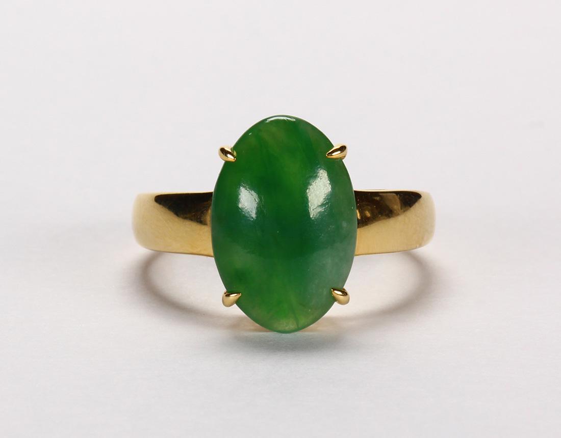 Jadeite and 14k yellow gold ring (1 of 5)